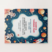 Einladung Space Boy Astronaut Card zum Geburtstag Puzzle (Horizontal)