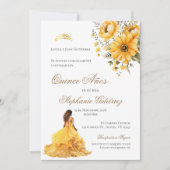 Einladung Spanisch Quinceanera gelbe Blumeninvisit (Vorderseite)