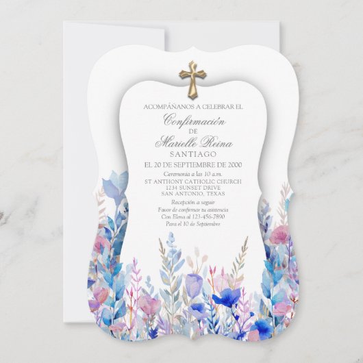 Einladung spanischer Bestätigungsmädchen (Vorderseite)