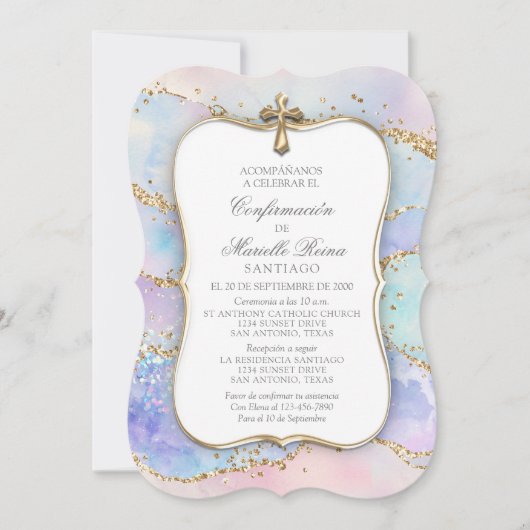 Einladung spanischer Bestätigungsmädchen (Vorderseite)