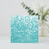 Einladung - Sparkling Brautparty Türkis Blau (Stehend Vorderseite)