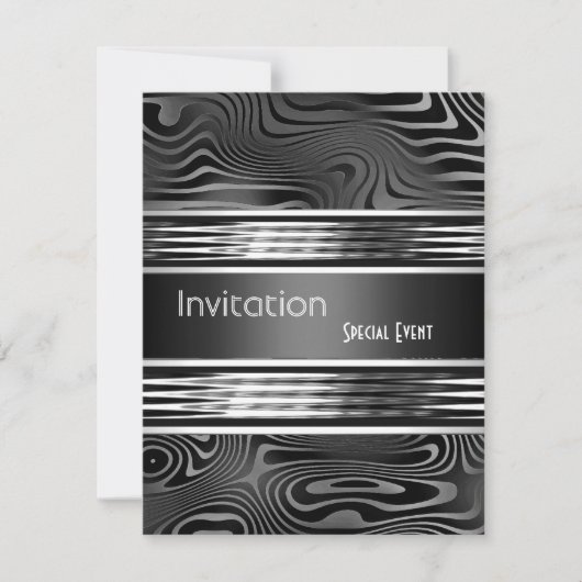 Einladung Special Event Black Silver Metal (Vorderseite)