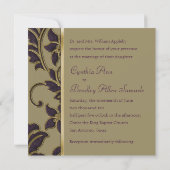Einladung Square Plum Embossed Look Damask (Rückseite)