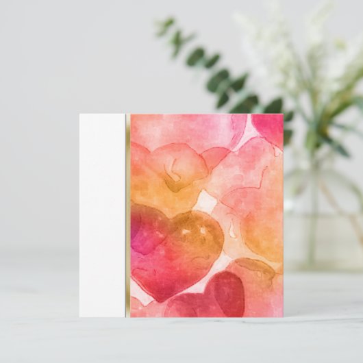 Einladung Square Wasserfarbenherzen (Stehend Vorderseite)