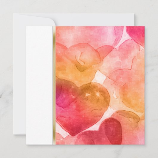 Einladung Square Wasserfarbenherzen (Vorderseite)