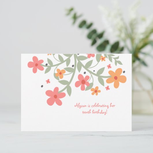 Einladung süße Blume (Stehend Vorderseite)