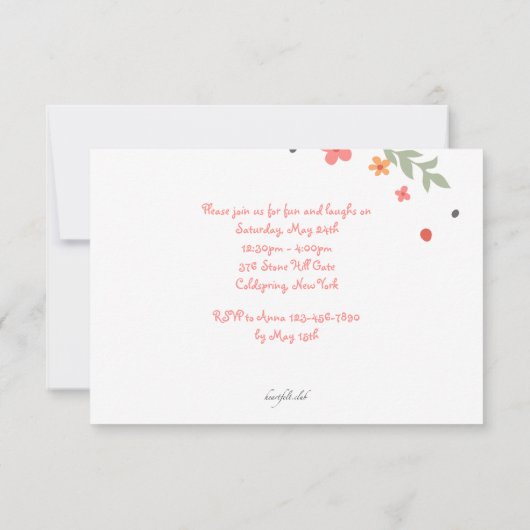 Einladung süße Blume (Rückseite)