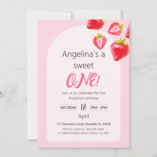 Einladung süße Erdbeere (Vorderseite)