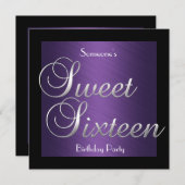 Einladung Sweet 16 Geburtstag Lila Black Silver (Vorne/Hinten)