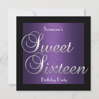 Einladung Sweet 16 Geburtstag Lila Schwarz Silber