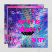 Einladung Sweet 16. Geburtstag Music Dance Party (Vorne/Hinten)