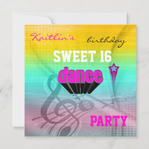 Einladung Sweet 16. Geburtstag Musik Tanzparty