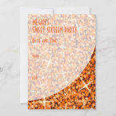 Einladung "Sweet 16" Glitz Orange Kurve (Rückseite)