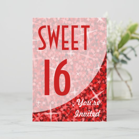Einladung "Sweet 16" von Glitz Rote Kurve (Stehend Vorderseite)