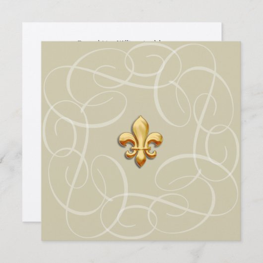 Einladung Swirlie Rahmen um Gold Lilie (Vorne/Hinten)