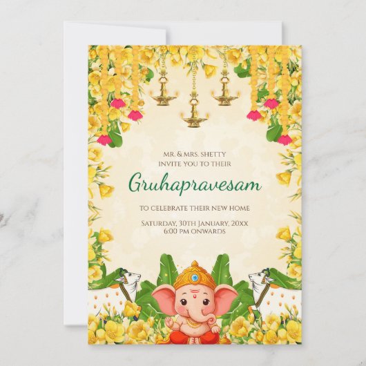 Einladung Tamil zur digitalen indischen Haushaltse (Vorderseite)