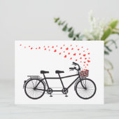 Einladung Tandem-Fahrrad mit roten Herzen (Stehend Vorderseite)