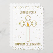 Einladung Taufe Feier Gold Cross (Vorne/Hinten)