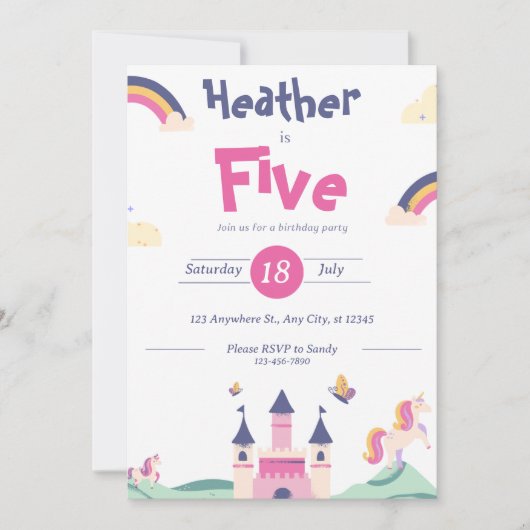 Einladung - Thema Princess - Benennung anpassen (Vorderseite)