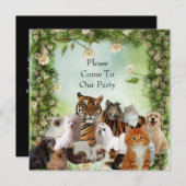 Einladung Tiger Hunde Katzen Party (Vorne/Hinten)