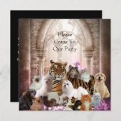 Einladung Tiger Hunde Katzen Party (Vorne/Hinten)