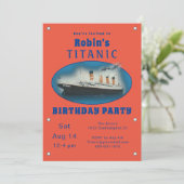 Einladung Titanic Orange zum Geburtstag (Stehend Vorderseite)