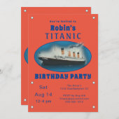 Einladung Titanic Orange zum Geburtstag (Vorne/Hinten)