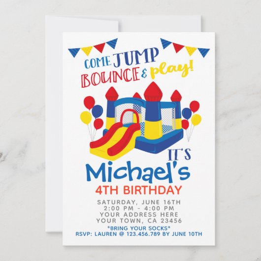 Einladung, Trampolin Geburtstagsparty Einladung (Vorderseite)