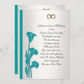 Einladung türkisfarbene Riesenlilie Hochzeit (Vorne/Hinten)