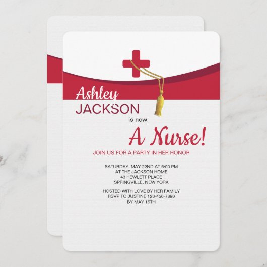 Einladung über den Abschluss Scarlet (Vorne/Hinten)