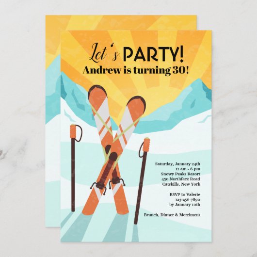 Einladung über Skis (Vorne/Hinten)