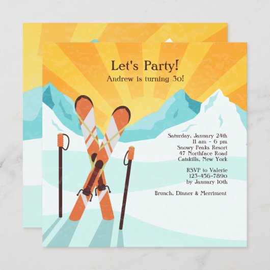 Einladung über Skis (Vorne/Hinten)