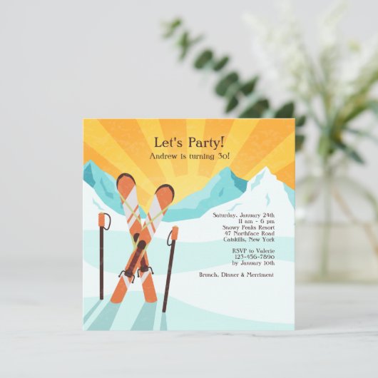 Einladung über Skis (Stehend Vorderseite)