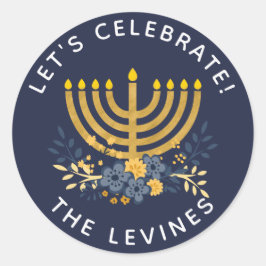 Einladung Umschlag Aufkleber Menorah | Hanuakkah
