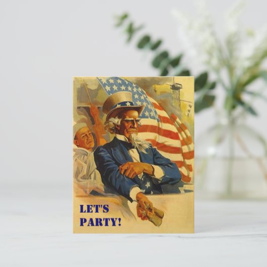 Einladung Uncle Sam Independence Day 4. Juli (Stehend Vorderseite)