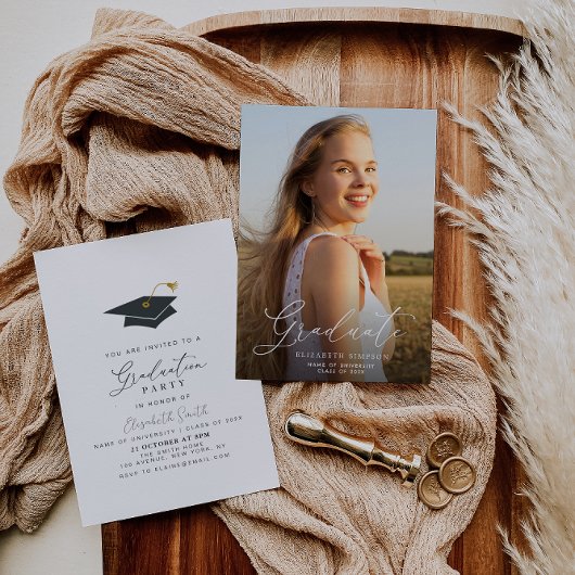 Einladung und Ankündigung von White-Script-Abschlü