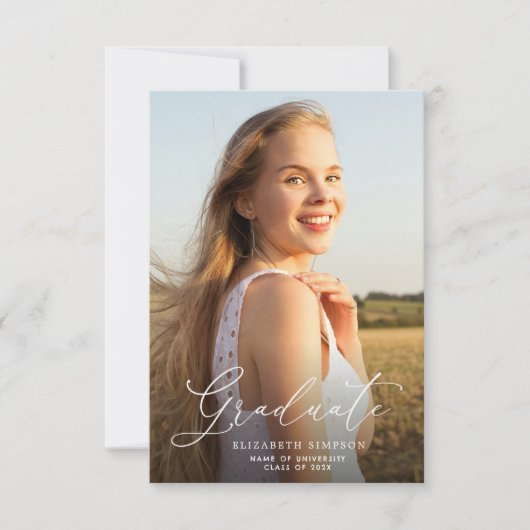 Einladung und Ankündigung von White-Script-Abschlü (Vorderseite)