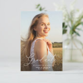 Einladung und Ankündigung von White-Script-Abschlü (Stehend Vorderseite)