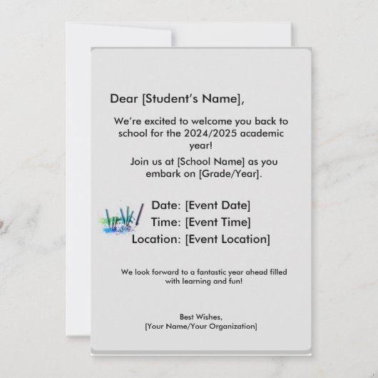 Einladung und Schreibwaren (Vorderseite)