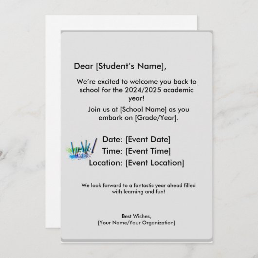 Einladung und Schreibwaren (Vorne/Hinten)