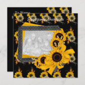 Einladung Verlobung Foto Sonnenblumen Rahmen (Vorne/Hinten)
