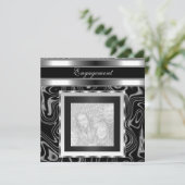 Einladung Verlobung Glamour Abstrakt Schwarzes Fot (Stehend Vorderseite)