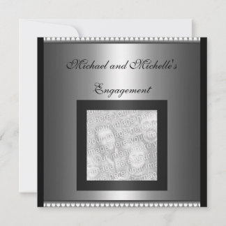 Einladung Verlobung Glamour Foto Silver