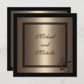 Einladung Verlobung Glamour Kaffee Schwarze Blüte (Vorne/Hinten)