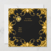 Einladung Verlobung Zizzago Black Gold Antique 2 (Rückseite)