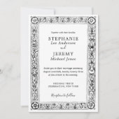 Einladung Verzierte Schwarz-Weiß-Grenze (Vorderseite)