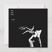 Einladung Vintag Retro Schwarz-weiß (Rückseite)