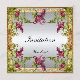 Einladung Vintage Silber Viktorianische Blumenrahm