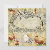 Einladung vintage Tassen und Schmetterlinge (Vorderseite)