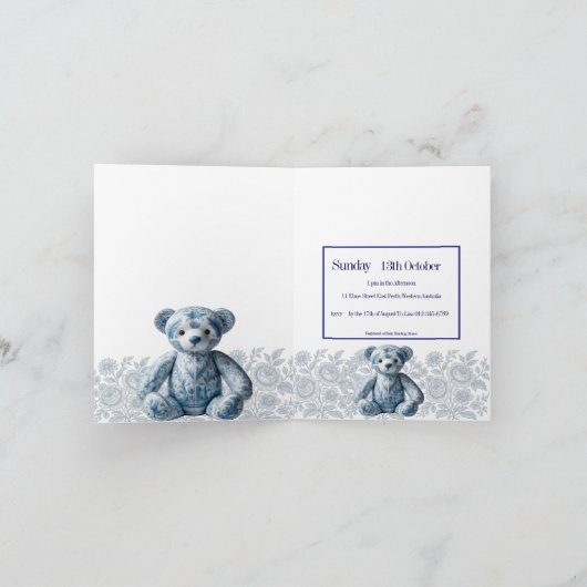 Einladung Vintager Blauer Kinderdusche (Innenseite)